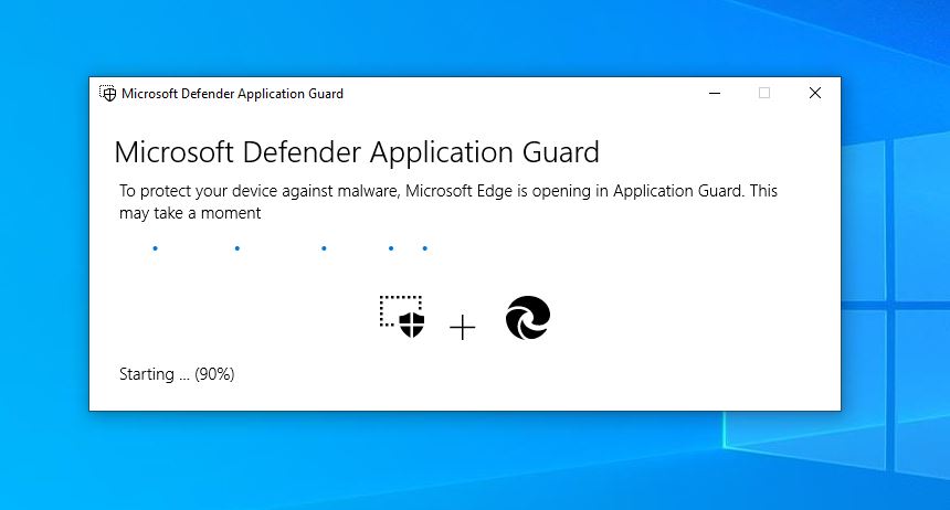 Using Application Guard in Microsoft Edge Browser