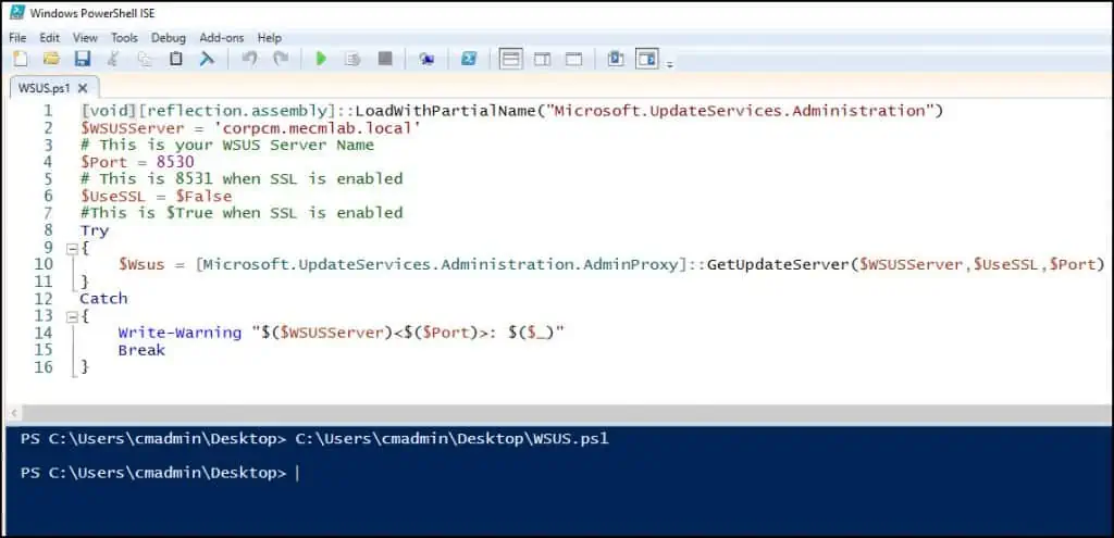 Connect to WSUS with PowerShell