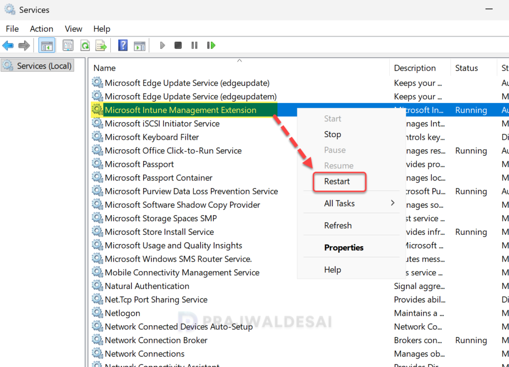 Restart Intune Management Extension Service