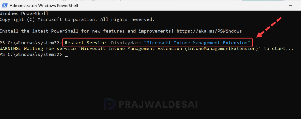 Restart Intune Management Extension Service using PowerShell