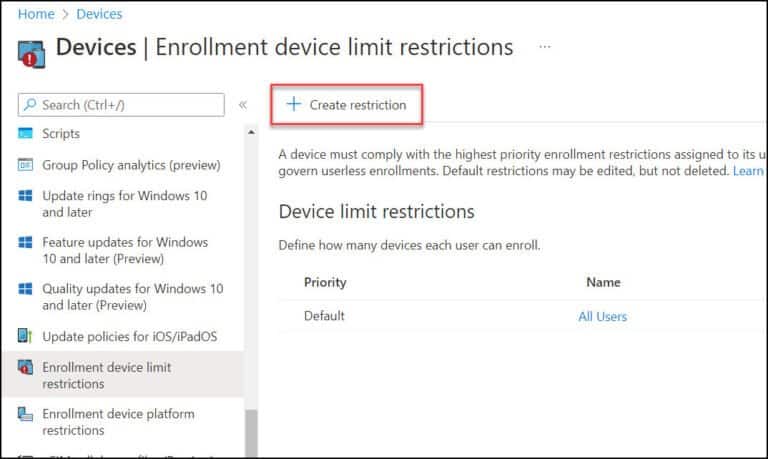 How To Configure Intune Device Enrollment Restrictions