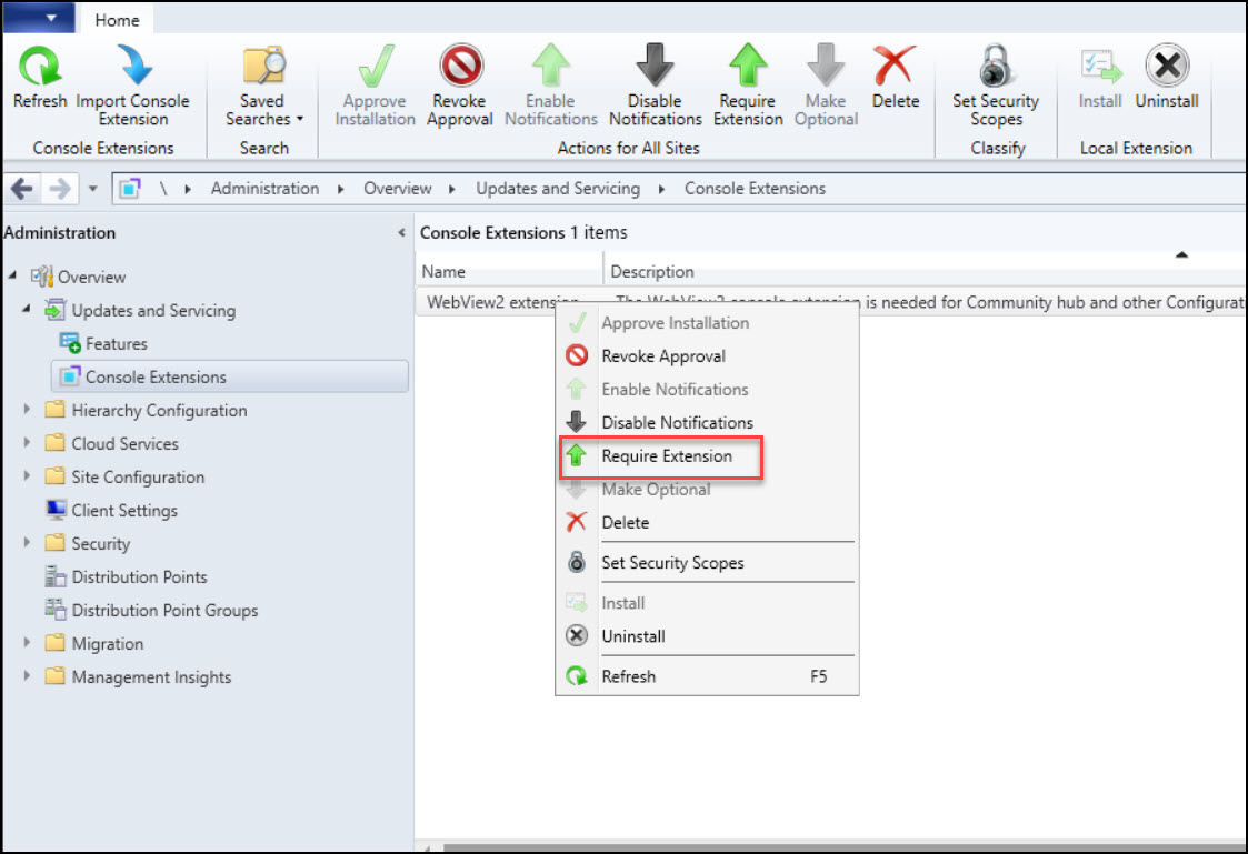 Manage SCCM Console Extensions - Approve | Install | Uninstall