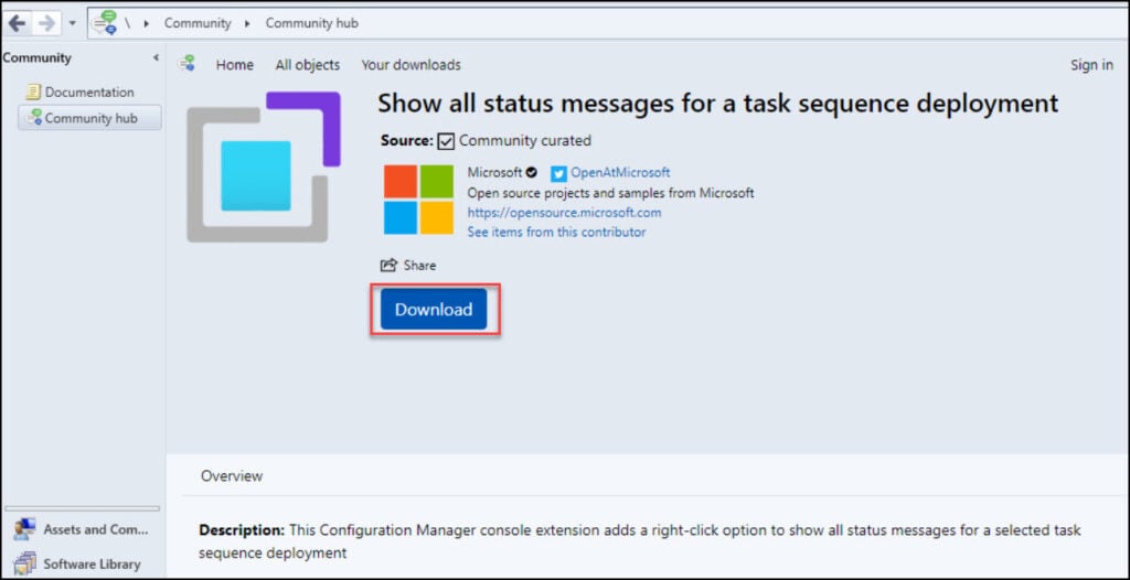 Download SCCM Console Extensions from Community hub