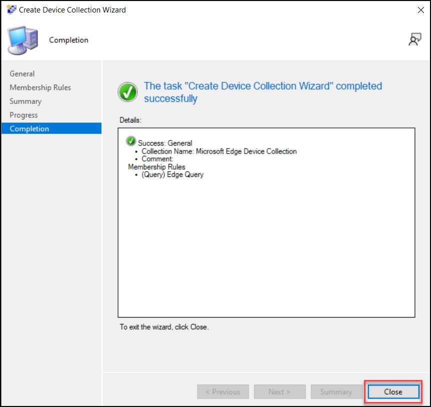 Create Microsoft Edge Device Collection in SCCM