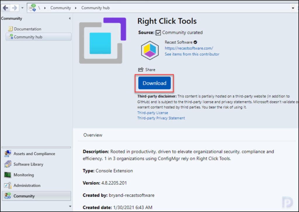 Download Right Click Tools Console Extension from Community Hub
