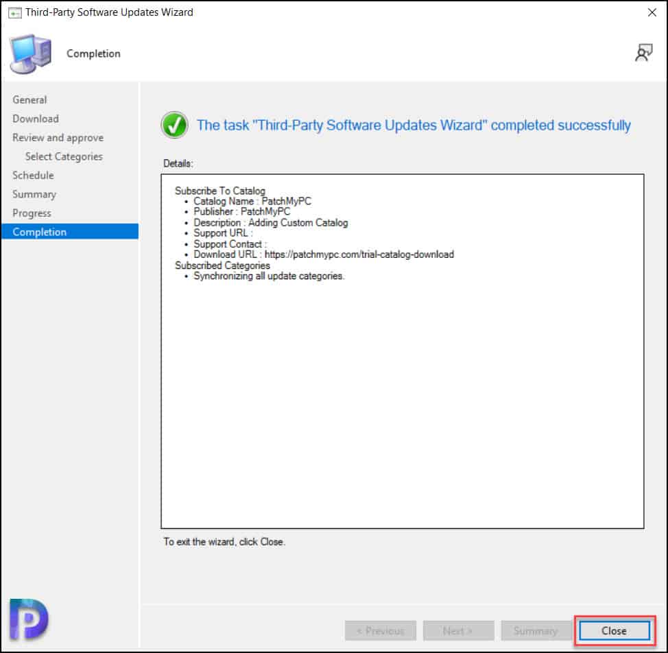 Close Third-Party Software Updates Wizard