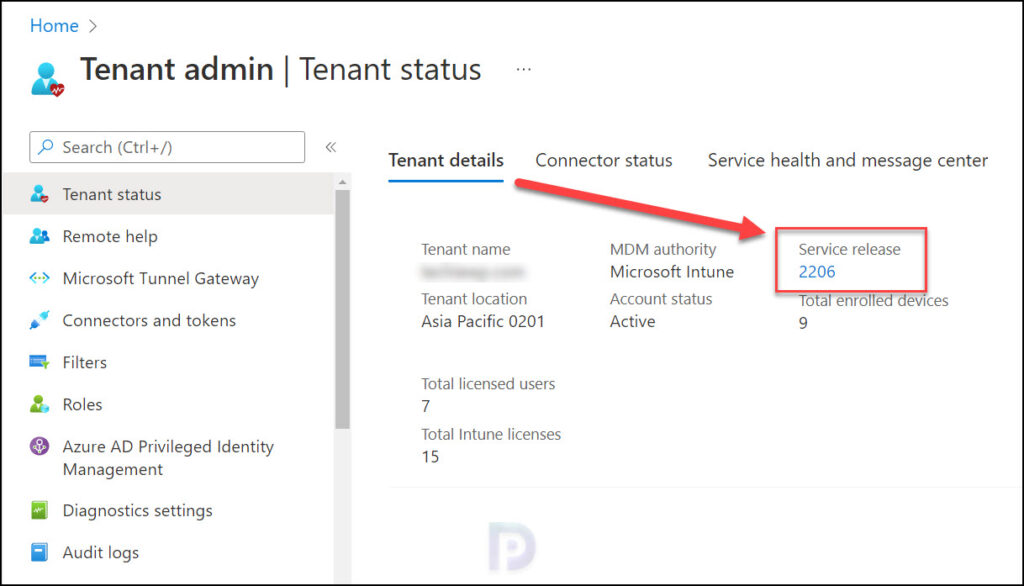 Check Microsoft Intune Service Release Version of Tenant