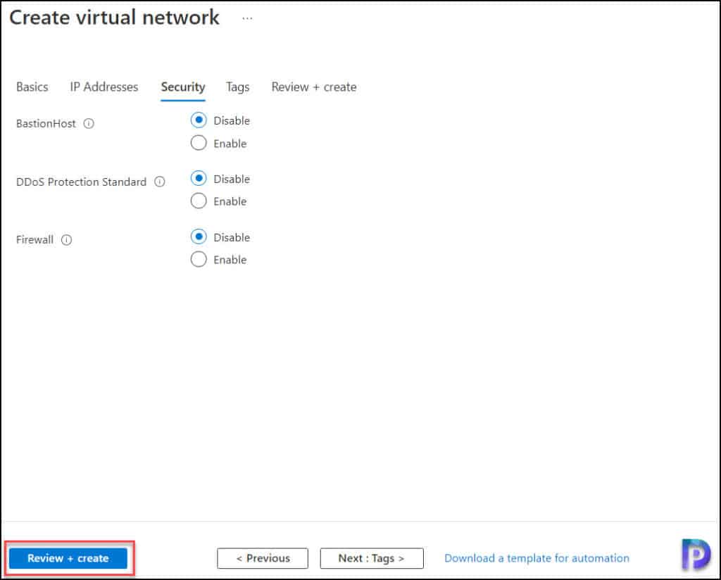 Create an Azure Virtual Network using the Azure Portal