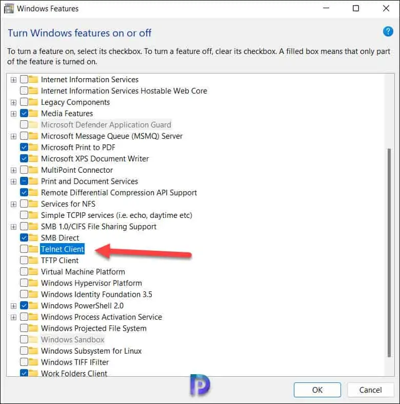 Disable Telnet On Windows 11 using Control Panel