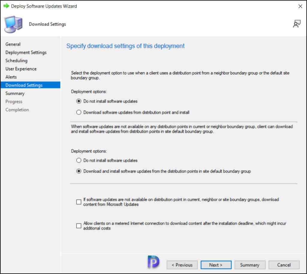 Specify Download Settings for Update Package
