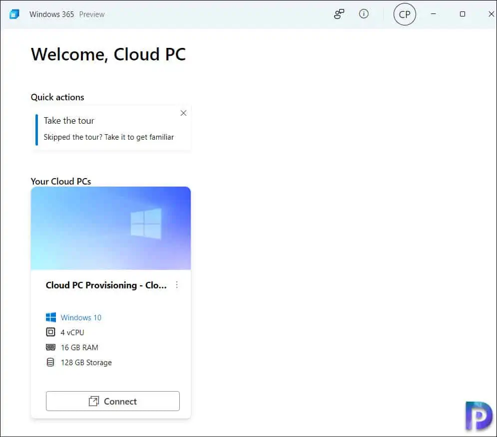 Connect to Cloud PC using Windows 365 App