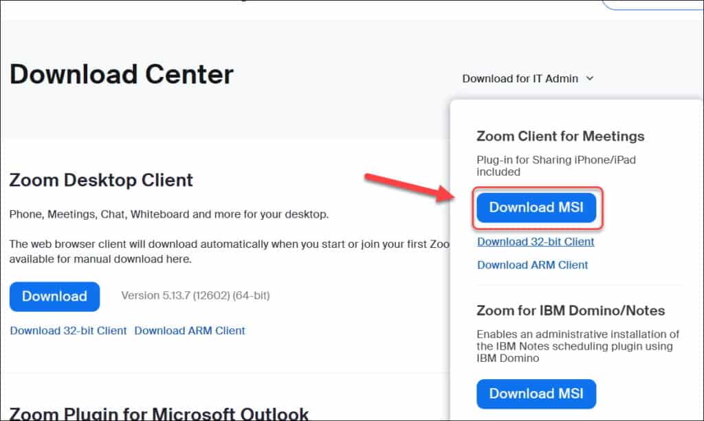 Download Zoom Installer for Deployment
