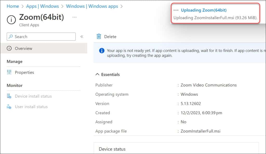 Monitor Zoom Deployment using Intune