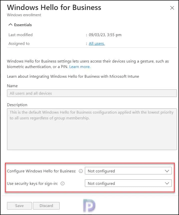 Disable Windows Hello for Business using Intune