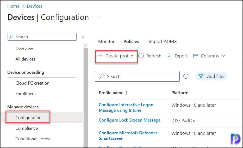 Create a Configuration Profile in Intune to Block Notifications