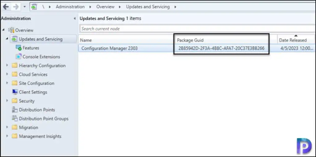 Find the Package GUID of SCCM Update