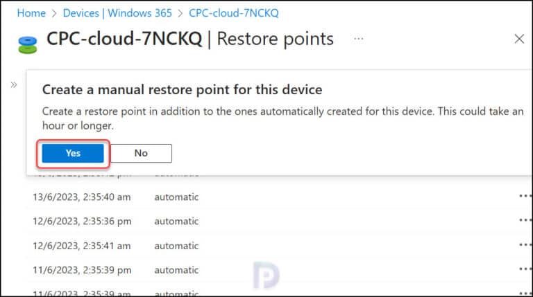 Create Manual Restore Points for Cloud PCs in Windows 365 » Prajwal Desai