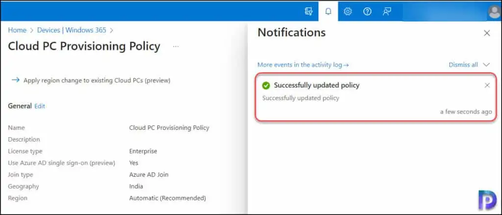 Policy to Update Location of your Cloud PCs