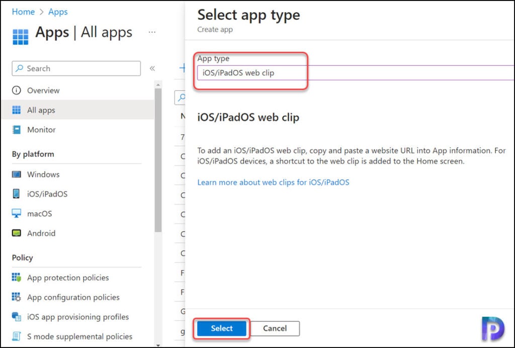 Create Web Clip App in Intune for iOS iPadOS Devices