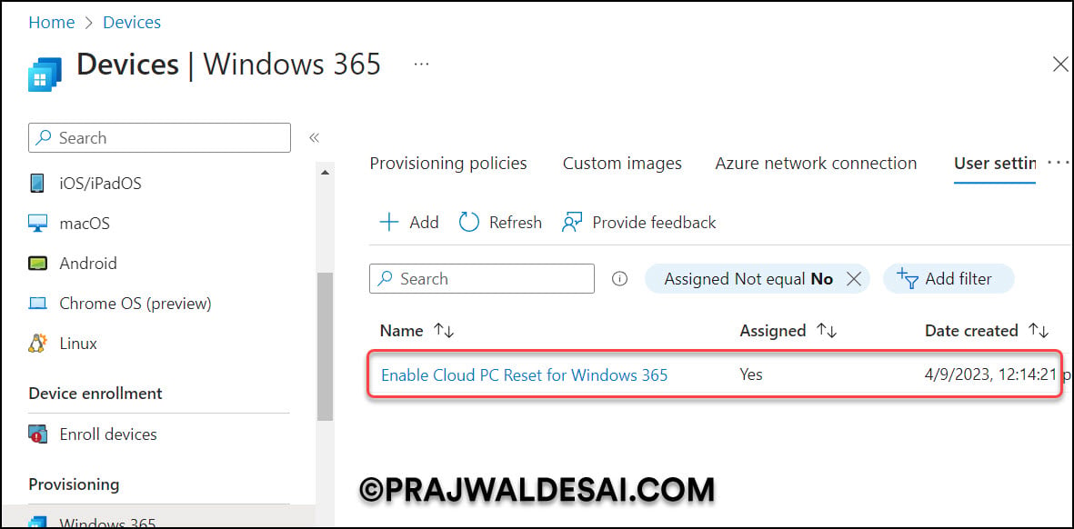 Enable Cloud PC Reset Option for Windows 365 End Users » Prajwal Desai
