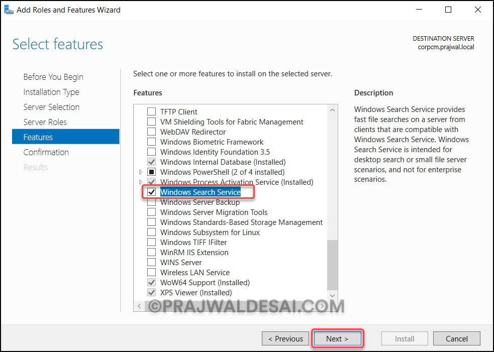 Enable Windows Search Service on Windows Server