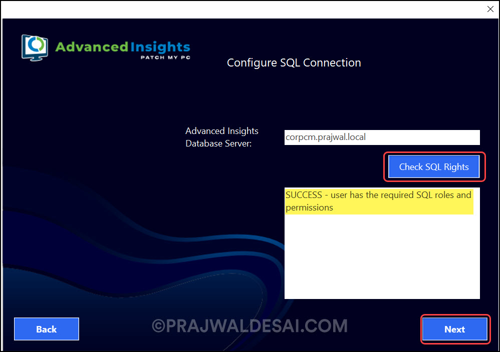 Configure SQL Connection for Advanced Insights