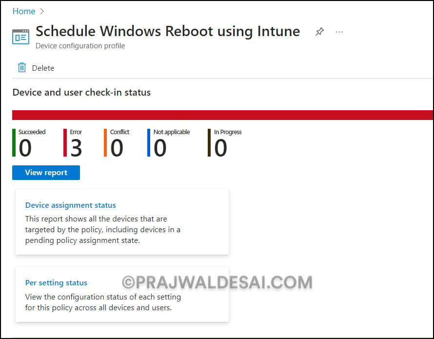 Monitor the Policy Assignment Status in Intune