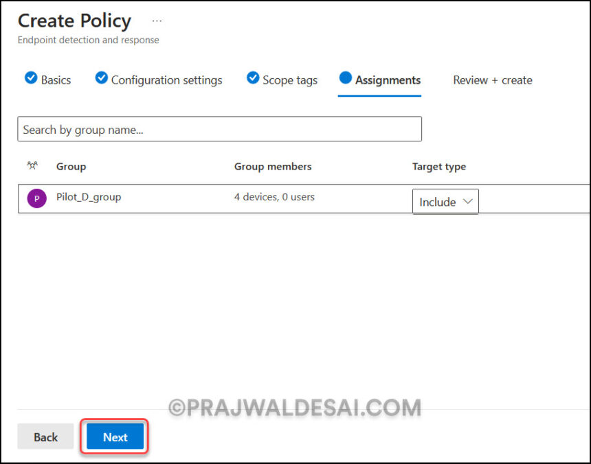 Create Endpoint detection and response policy in Intune
