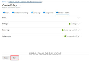 Create Endpoint detection and response policy in Intune