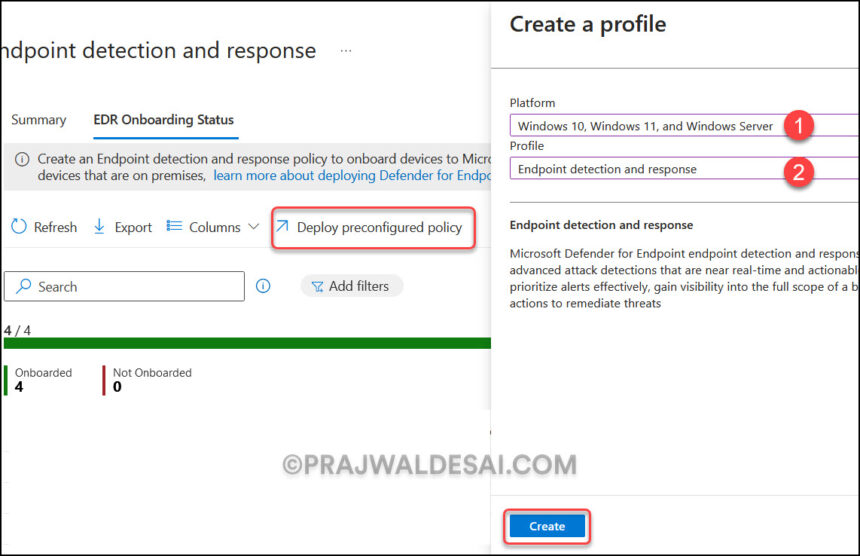 Create Endpoint detection and response policy in Intune
