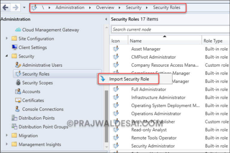 Create patch my pc publisher security role in sccm