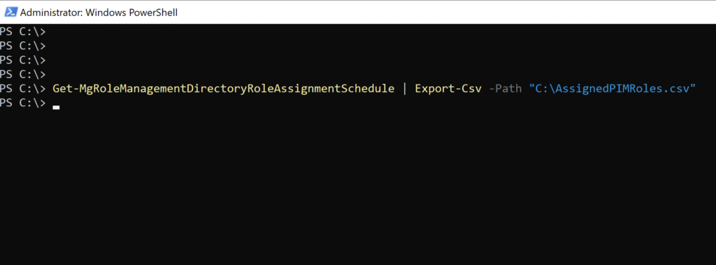 Export Assigned PIM roles assignments