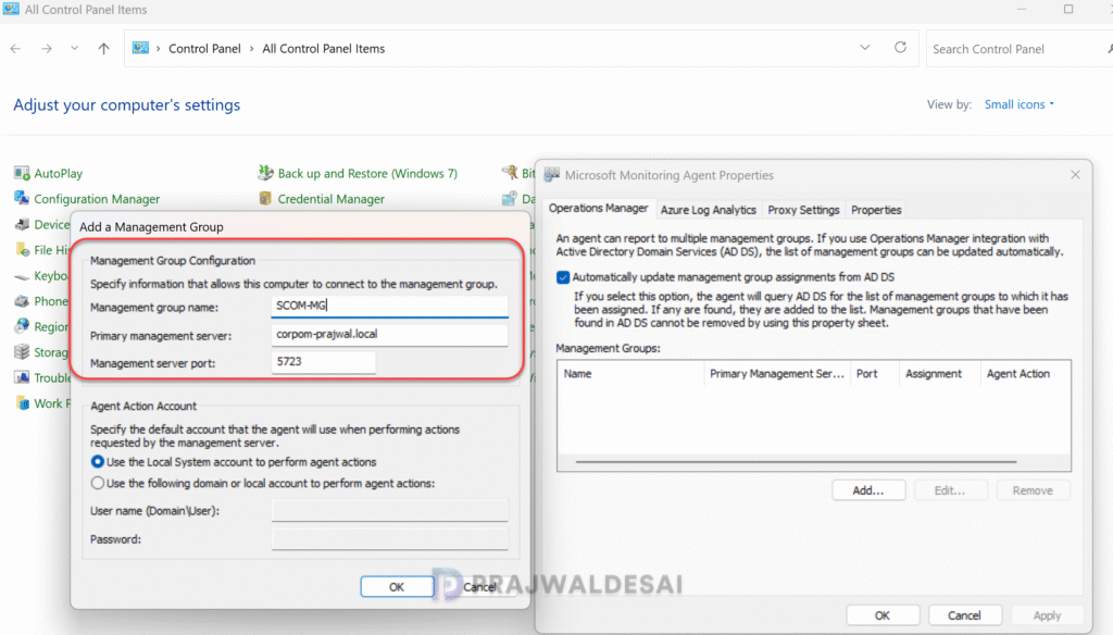 Add Management Group for SCOM agent
