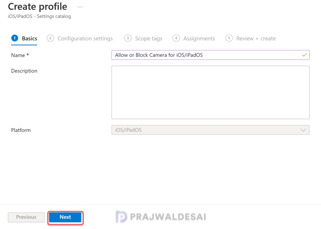 Intune Policy to enable or disable camera access for iOS iPadOS devices