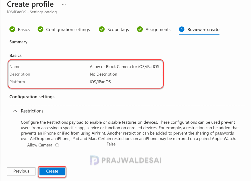 Allow or Block Camera Using Intune for ios ipad devices
