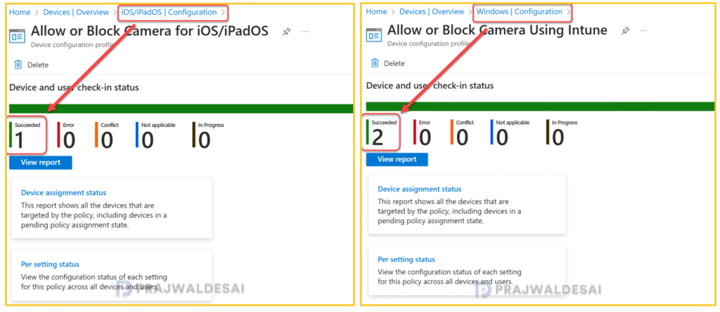 Monitoring Camera Access Policy in Intune