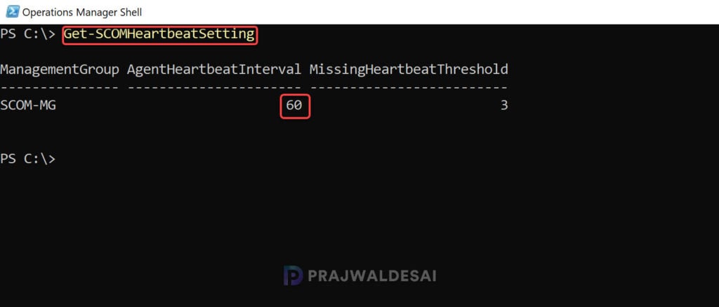 Get the heartbeat settings for a SCOM management group