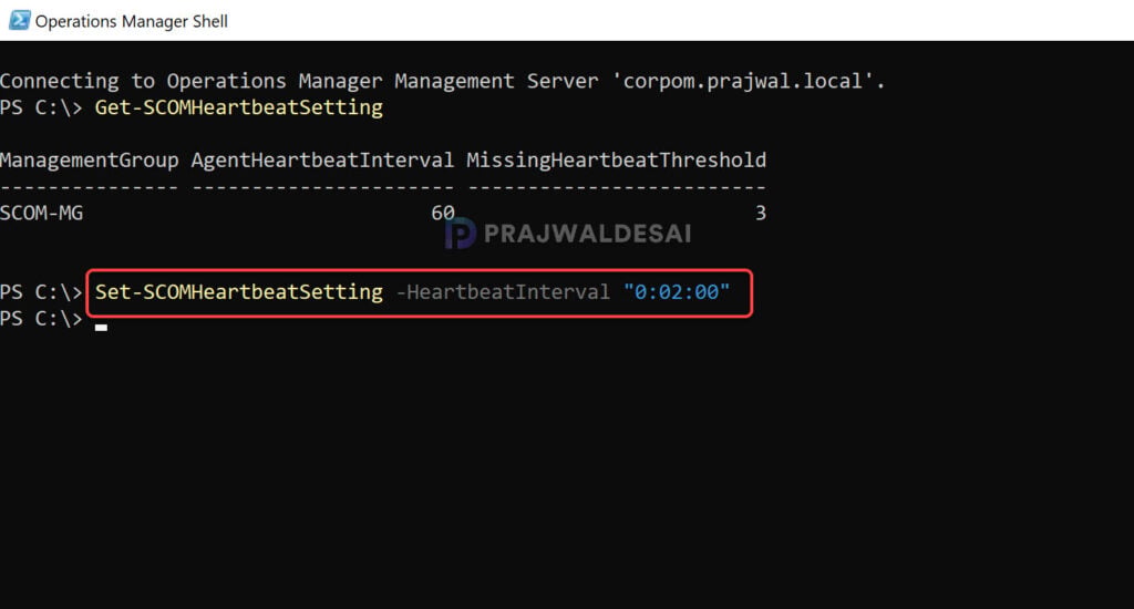Change the SCOM agent Heartbeat Interval