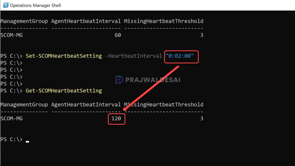 Check SCOM agent Heartbeat Interval