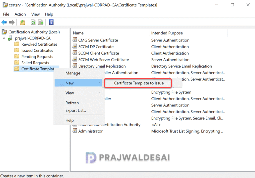 Issue the WSUS SUP Certificate Template
