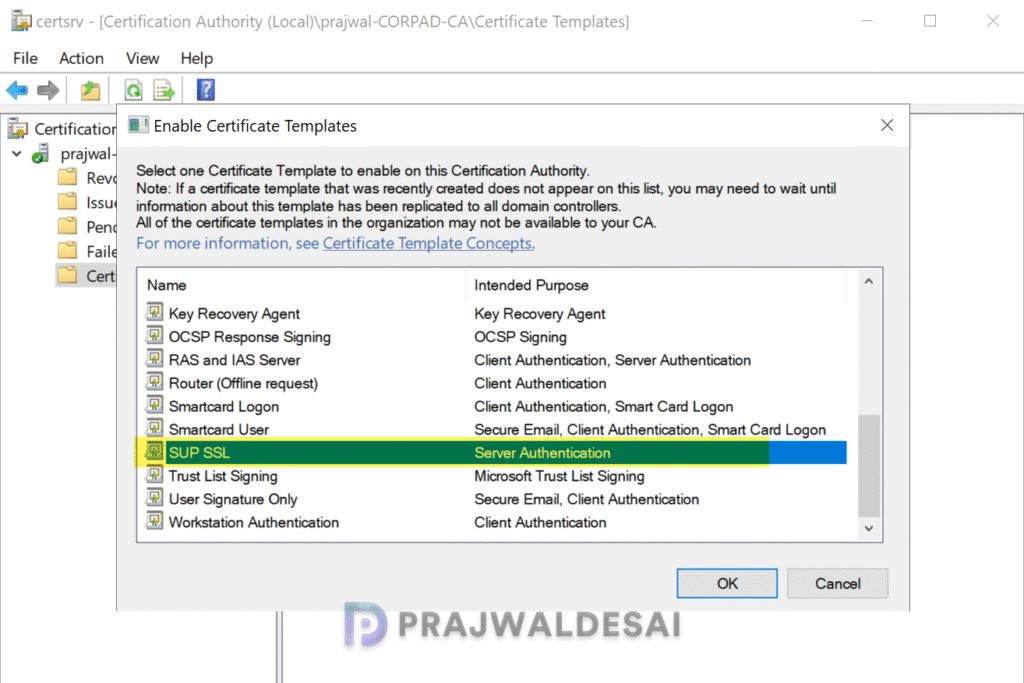 Issue the WSUS SUP Certificate Template