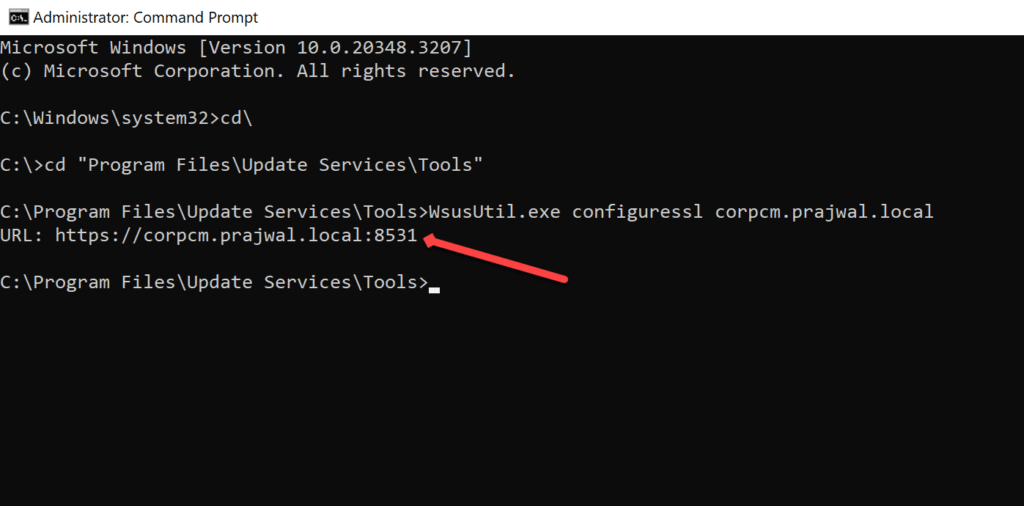Configure the WSUS to use SSL