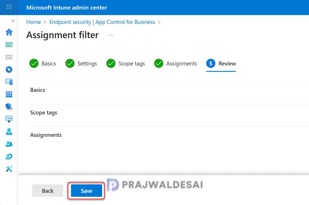 Review and Create Managed Installer Policy in Intune