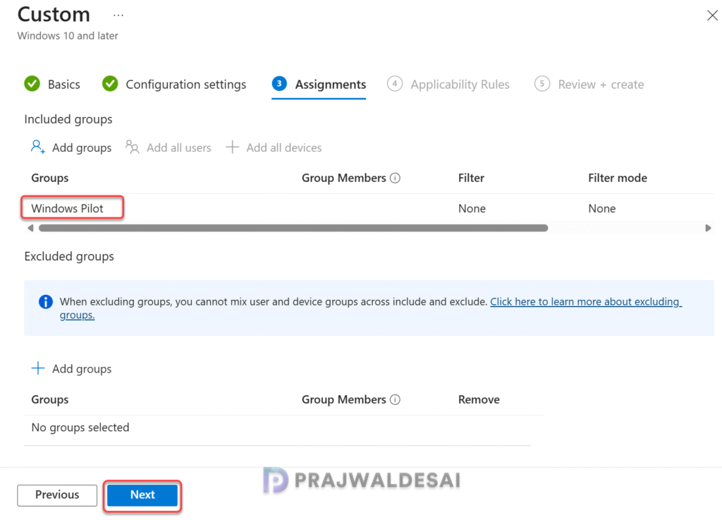 Intune AppLocker Policy Assignments