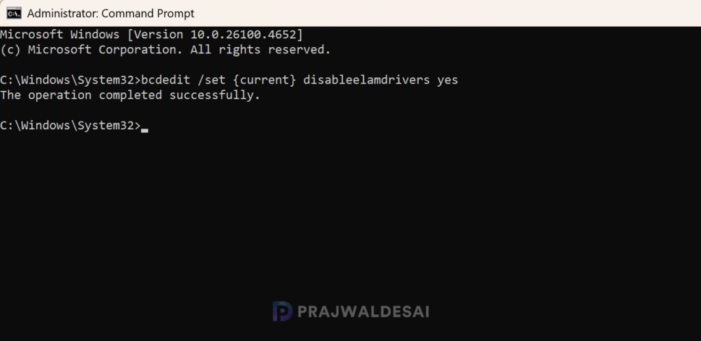 Disable Early Launch Anti-Malware Protection drivers using bcdedit