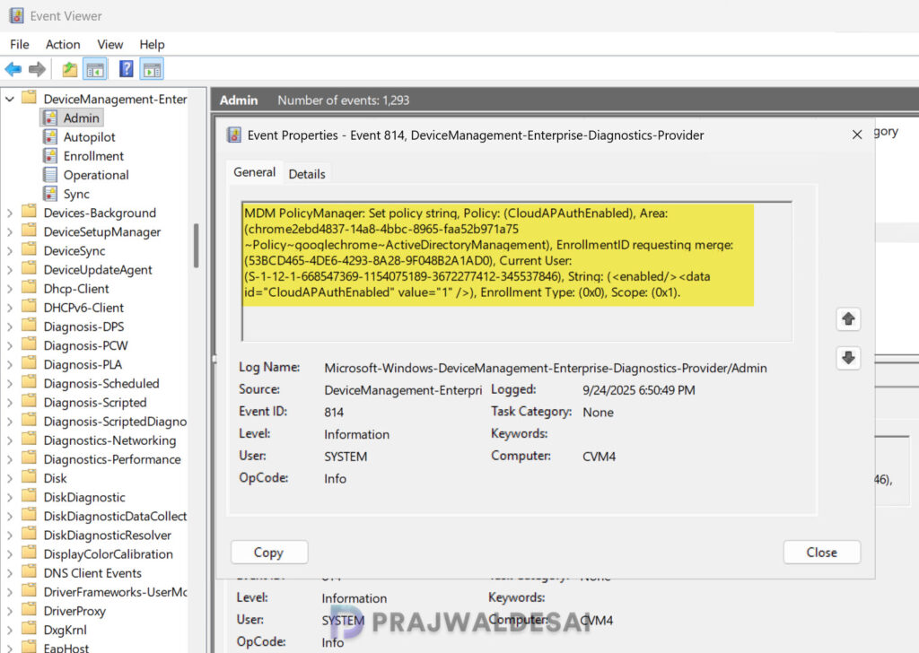 Verify Chrome SSO deployment via Intune