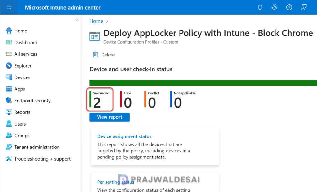 Monitor Intune AppLocker Policy Assignments