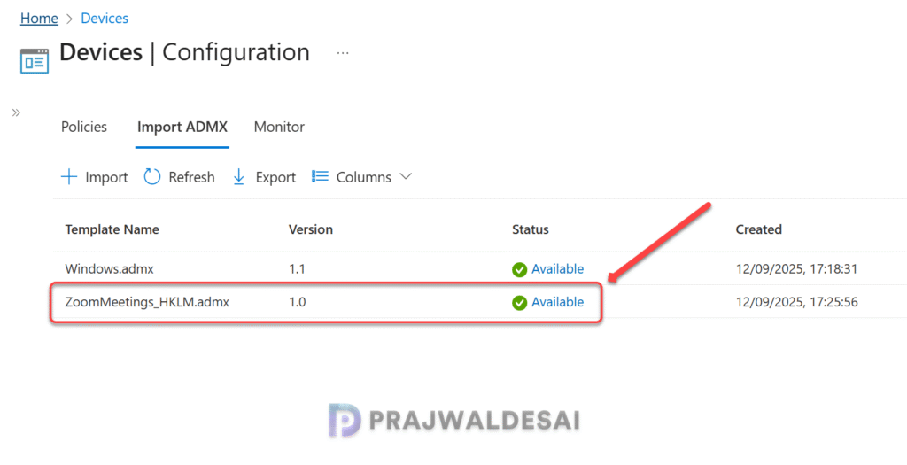 Import Zoom ADMX Template Files into Intune