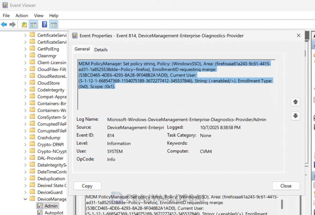 Check if Windows SSO for Firefox is enabled