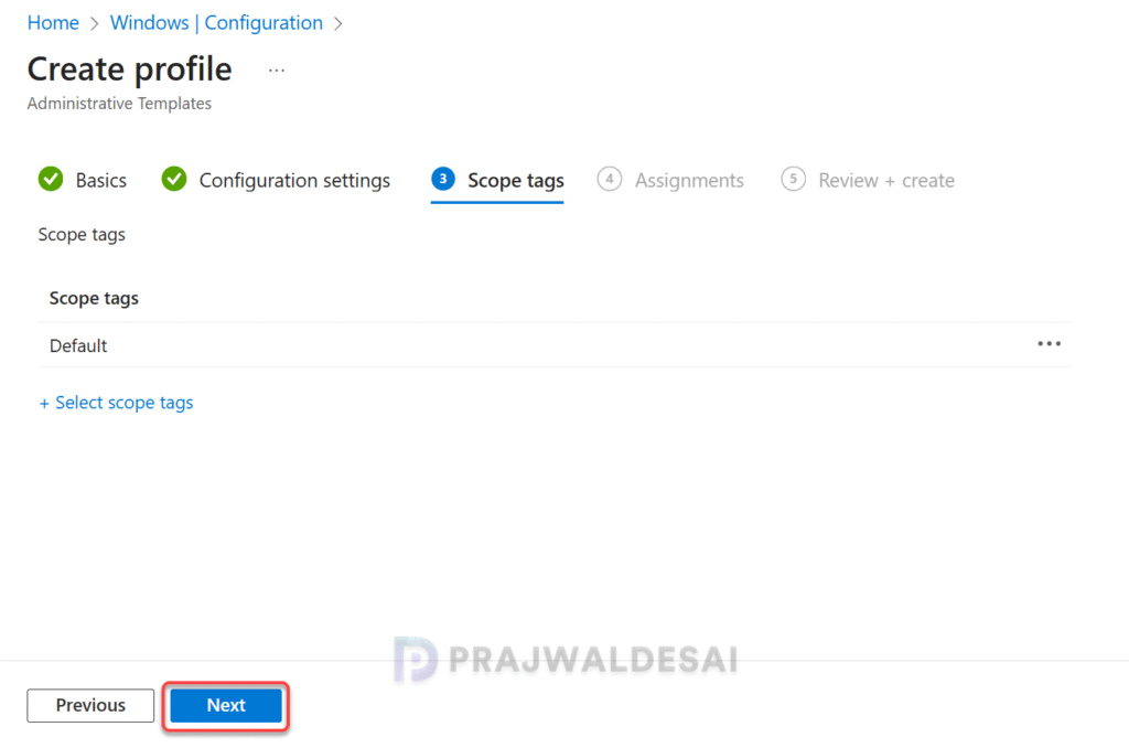 Specify Scope Tags for Firefox SSO Intune Policy